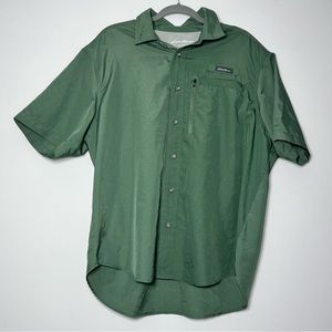 Eddie Bauer Mens XL Vented Fishing Hiking Shirt Short Sleeve Ripstop Green